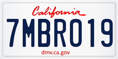 CA license plate 7MBR019