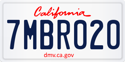 CA license plate 7MBR020