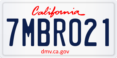 CA license plate 7MBR021