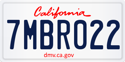 CA license plate 7MBR022