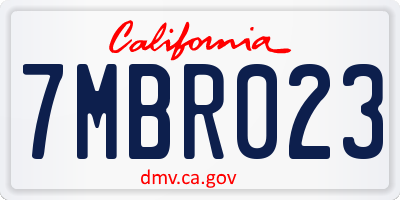 CA license plate 7MBR023