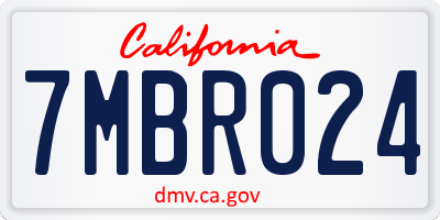 CA license plate 7MBR024