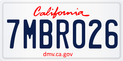 CA license plate 7MBR026