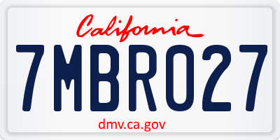 CA license plate 7MBR027