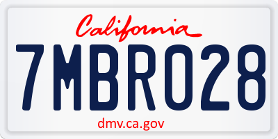 CA license plate 7MBR028