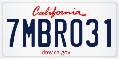 CA license plate 7MBR031