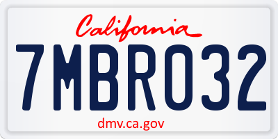 CA license plate 7MBR032