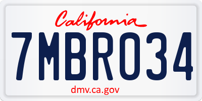 CA license plate 7MBR034