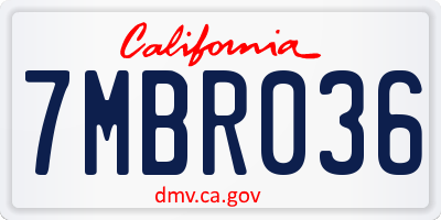 CA license plate 7MBR036