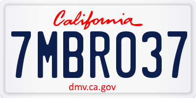 CA license plate 7MBR037