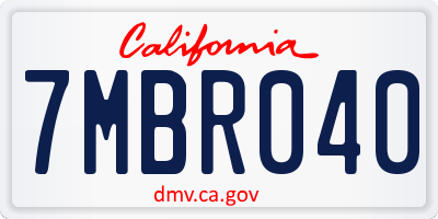 CA license plate 7MBR040