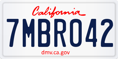 CA license plate 7MBR042