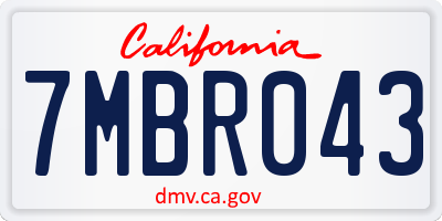 CA license plate 7MBR043