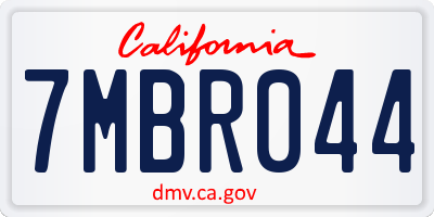 CA license plate 7MBR044