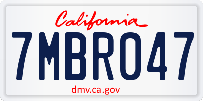 CA license plate 7MBR047