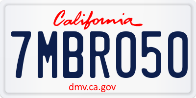 CA license plate 7MBR050