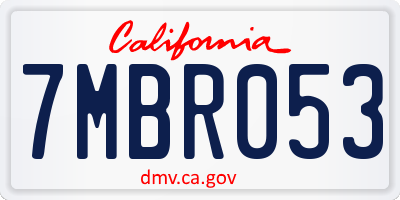 CA license plate 7MBR053