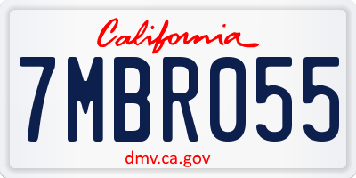 CA license plate 7MBR055