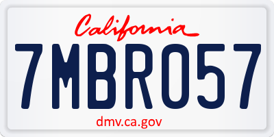 CA license plate 7MBR057