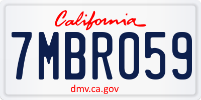 CA license plate 7MBR059
