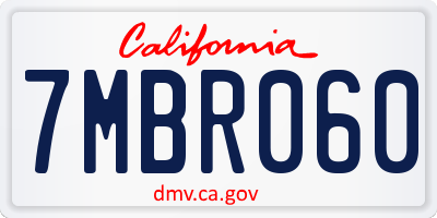 CA license plate 7MBR060
