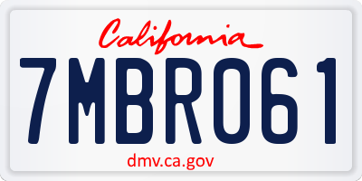 CA license plate 7MBR061
