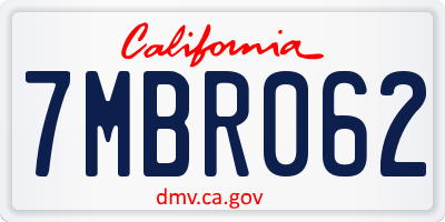 CA license plate 7MBR062