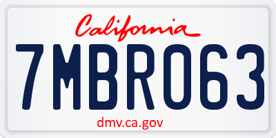 CA license plate 7MBR063