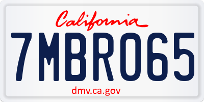 CA license plate 7MBR065