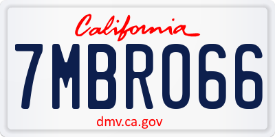 CA license plate 7MBR066
