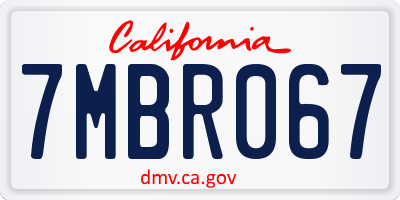 CA license plate 7MBR067