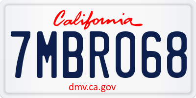 CA license plate 7MBR068