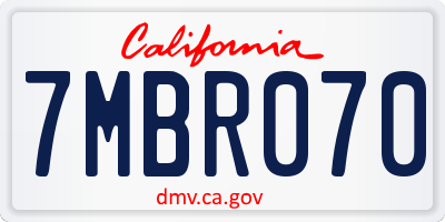 CA license plate 7MBR070