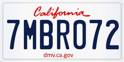 CA license plate 7MBR072