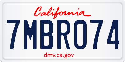 CA license plate 7MBR074
