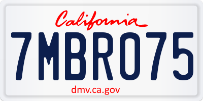 CA license plate 7MBR075