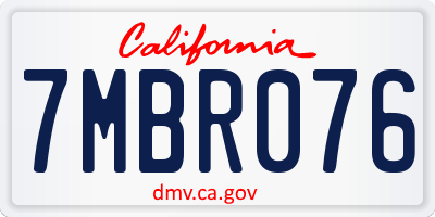 CA license plate 7MBR076