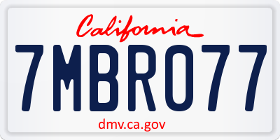 CA license plate 7MBR077
