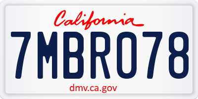 CA license plate 7MBR078