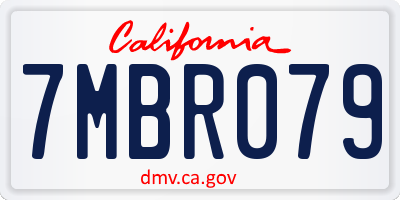 CA license plate 7MBR079