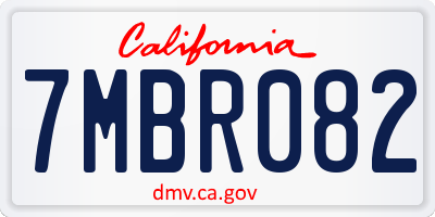CA license plate 7MBR082