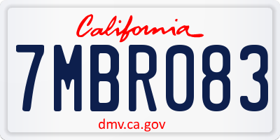CA license plate 7MBR083