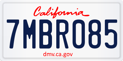 CA license plate 7MBR085