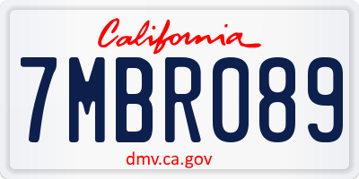 CA license plate 7MBR089