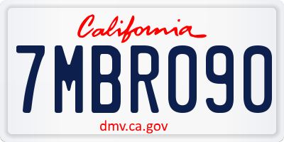 CA license plate 7MBR090