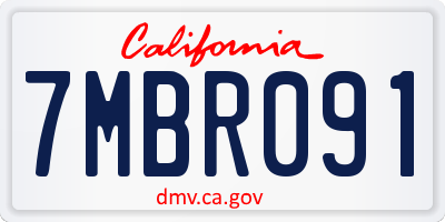 CA license plate 7MBR091