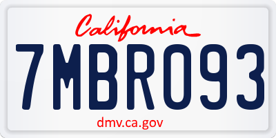 CA license plate 7MBR093