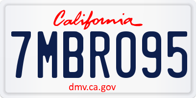 CA license plate 7MBR095
