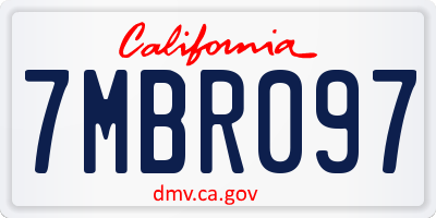 CA license plate 7MBR097