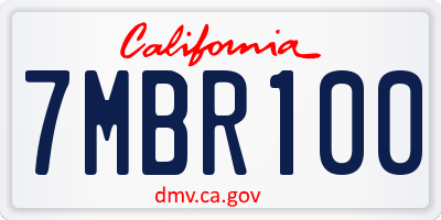 CA license plate 7MBR100